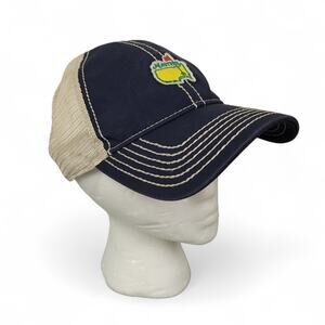 The Masters Golf Mesh Snapback Trucker Hat Blue & Cream Adjustable Cap OSFM